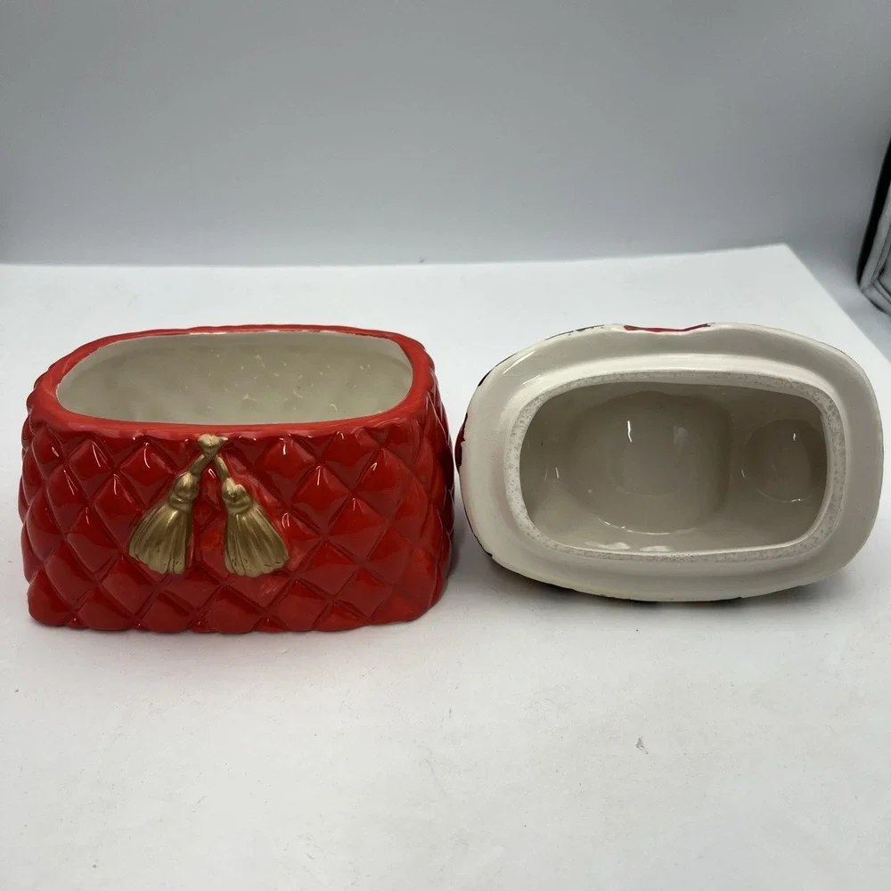David's Cookies Mini Purse Cookie Jar Red, Black,‎ White, Gold 6 1/2